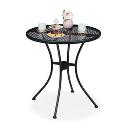 Relaxdays Gartentisch mit Schirmloch schwarz