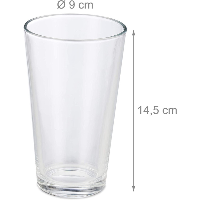 Relaxdays 18er Set Trinkgläser, dickwandige Wassergläser, schlichtes Design, spülmaschinenfest, 500 ml, transparent