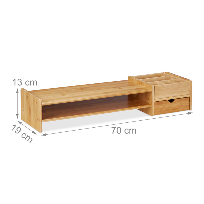 Relaxdays Bambus Monitorständer mit Stauraum
