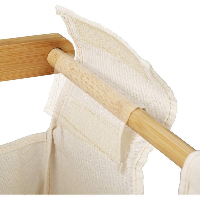 Relaxdays Wäschekorb Bambus, Wäschesortierer mit Ablage, 2 Schubladen, ausziehbar & tragbar, Wäschesammler 25 L, Natur, 1 Stück