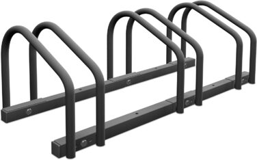 Relaxdays Fahrradständer, für 3 Fahrräder, Stahl Bodenparker, Reifenbreite 60mm, Abstellständer, Fahrradstand, anthrazit