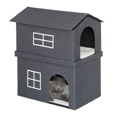 Relaxdays Katzenhaus 2 Etagen für drinnen