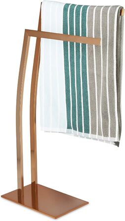 Relaxdays Handtuchhalter WIMEDO, 84x32x20 cm, Edelstahl, Kupfer