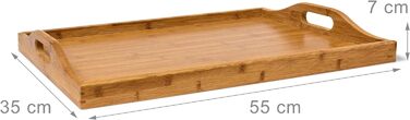 Relaxdays Tabletttisch, Bambus, HxBxT: 63,5 x 55 x 35 cm, klappbarer Beistelltisch mit Tablett, für Frühstück, Natur Single