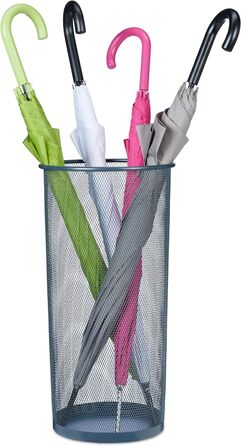 Relaxdays Regenschirmständer, Stahl, HxD: 50x26cm, Schirmhalter für Gehstöcke & Regenschirme, Gitteroptik, anthrazit