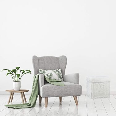 Relaxdays Sitzwürfel Fell, Faltbar, Gepolstert, Plüsch, Hocker mit Stauraum, 40 L, 39x38x38 cm, weiß