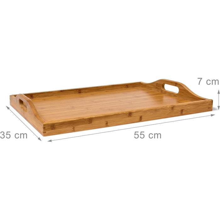 Relaxdays Tabletttisch, Bambus, HxBxT: 63,5 x 55 x 35 cm, klappbarer Beistelltisch mit Tablett, für Frühstück, Natur Single
