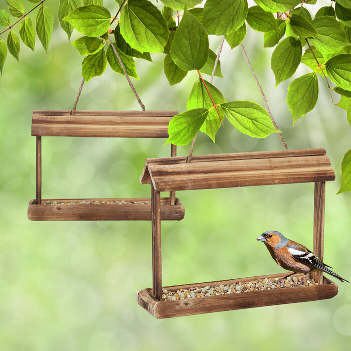 Relaxdays 2x Vogelfutterhaus aus Holz