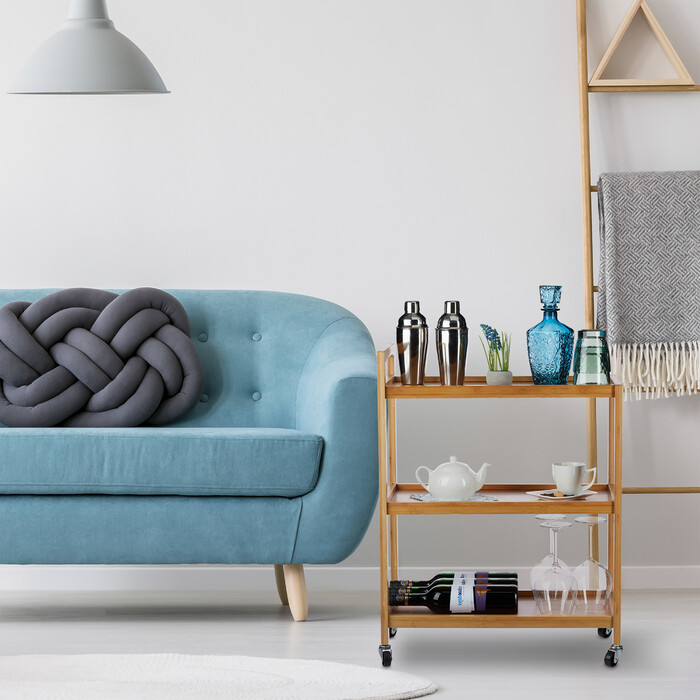 Relaxdays Servierwagen Bambus