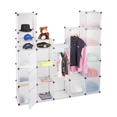 Relaxdays Kleiderschrank Stecksystem 18 Fächer