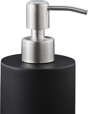 Relaxdays Seifenspender, 180ml, nachfüllbar, Bad, WC, Küche, Flüssigseifenspender, Polyresin, Edelstahlpumpe
