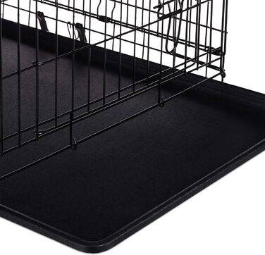 Relaxdays Hundekäfig, Faltbare Hundetransportbox Auto, Welpenkäfig, 2 Türen, Bodenschale, Drahtkäfig Metall, M, Schwarz Schwarz M