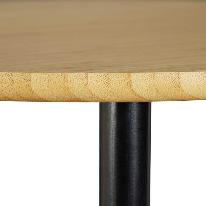 Relaxdays runder Beistelltisch mit Rollen, modernes Design, Bambus, HxD: 59 x 60 cm, schwarz/natur