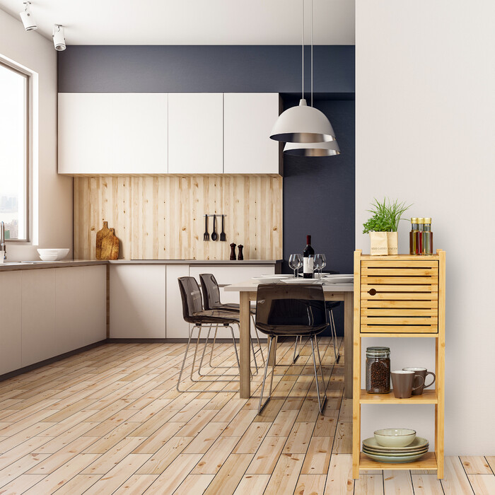Relaxdays Badregal Bambus mit 4 Ablagen