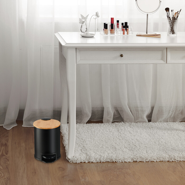 Relaxdays Bad Mülleimer 3 l mit Bambusdeckel
