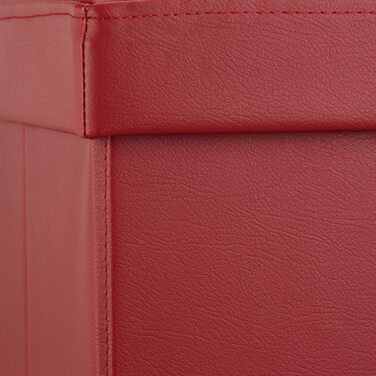 Relaxdays Sitzhocker, Leder, 38x38x38 cm, Dunkelrot