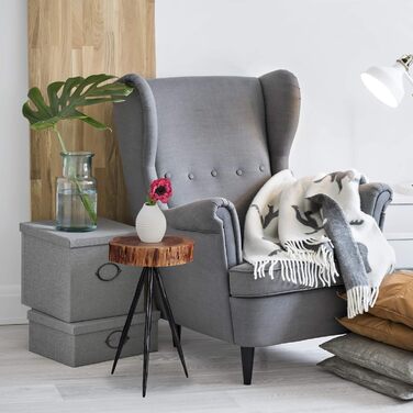 Relaxdays Beistelltisch, Massivholz Baumscheibe, Metallbeine, rustikaler Design Ablagetisch, Mangoholz, 50cm hoch, natur