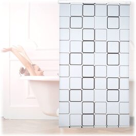 Relaxdays Duschrollo Square, wasserabweisend, Retro Badrollo Wanne u. Dusche, Deckenmontage, 120x240cm, semitransparent