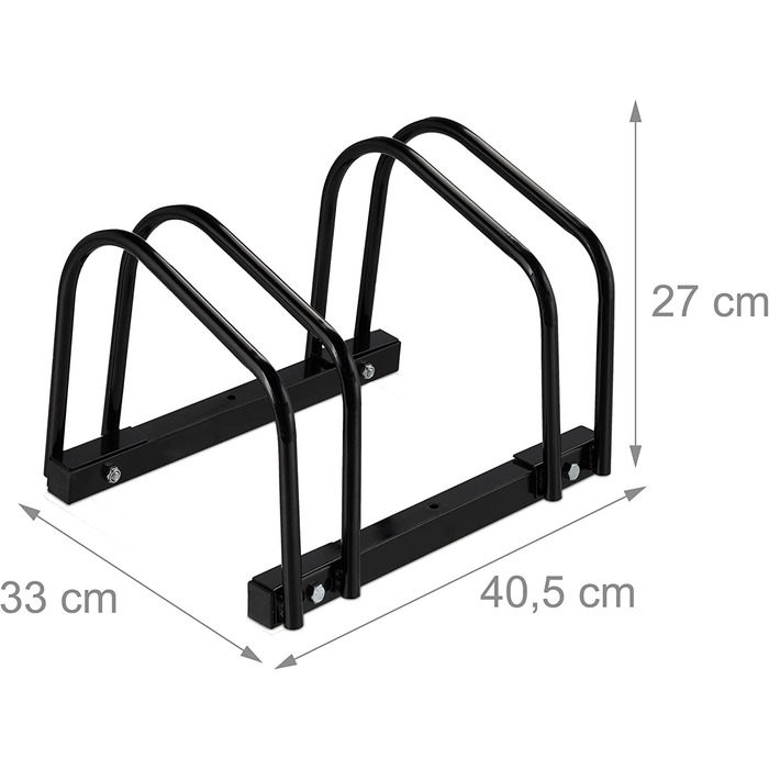 Relaxdays Fahrradständer, für 2 Fahrräder, aus Metall, mit Montagematerial für Boden, HxBxT: 27 x 40,5 x 33 cm, schwarz