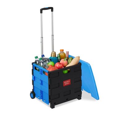 Relaxdays Klappbarer Einkaufstrolley mit Deckel