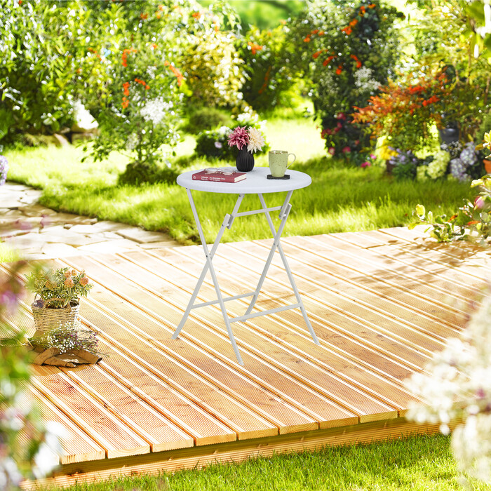 Relaxdays Runder Gartentisch in Rattan-Optik