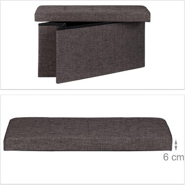 Relaxdays Faltbare Sitzbank XL mit Stauraum, Sitzwürfel, 38x76x38 cm, Braun