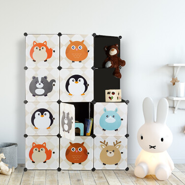 Relaxdays Steckregal Kinderzimmer mit Tiermotiven