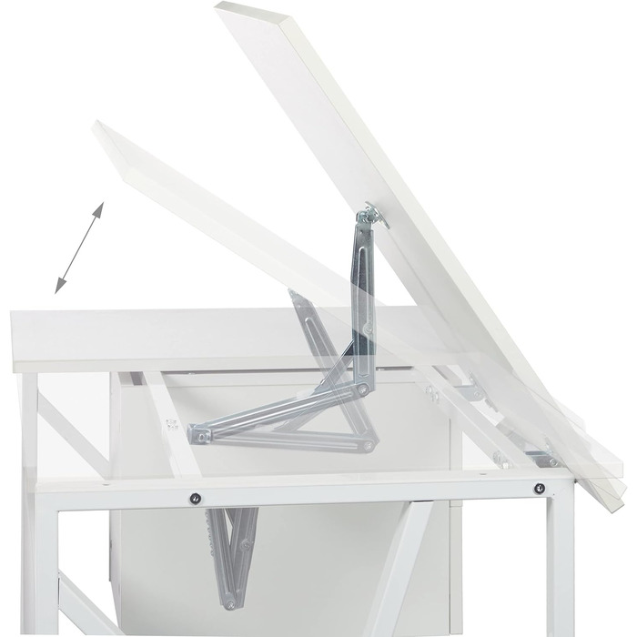 Relaxdays Schreibtisch neigbar, verstellbare Arbeitsfläche, Laptoptisch oder Zeichentisch, HBT 75x110x55cm, weiß