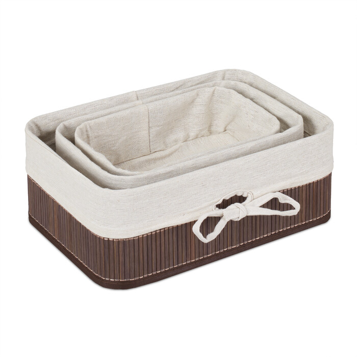 Relaxdays Aufbewahrungskorb 3er Set Bambus