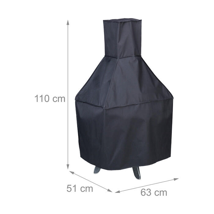 Relaxdays Schwarze Terrassenofen Abdeckung 110 cm