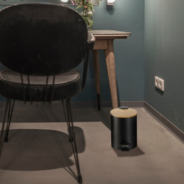 Relaxdays Bad Mülleimer 3 l mit Bambusdeckel