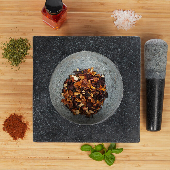 Relaxdays Eckiger Mörser mit Stößel aus Granit