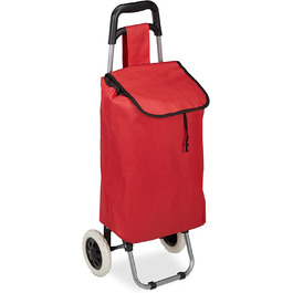 Relaxdays Einkaufstrolley klappbar, Abnehmbare Tasche 28 L, Einkaufswagen mit Rollen HxBxT: 92,5 x 42 x 28 cm, (Rot)