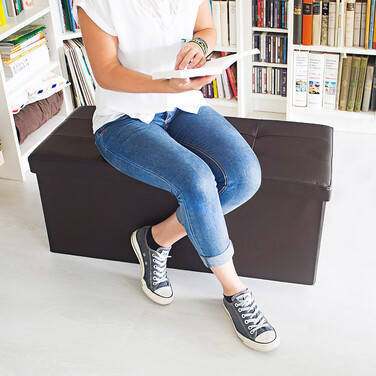 Relaxdays Sitzbank mit Stauraum Kunstleder