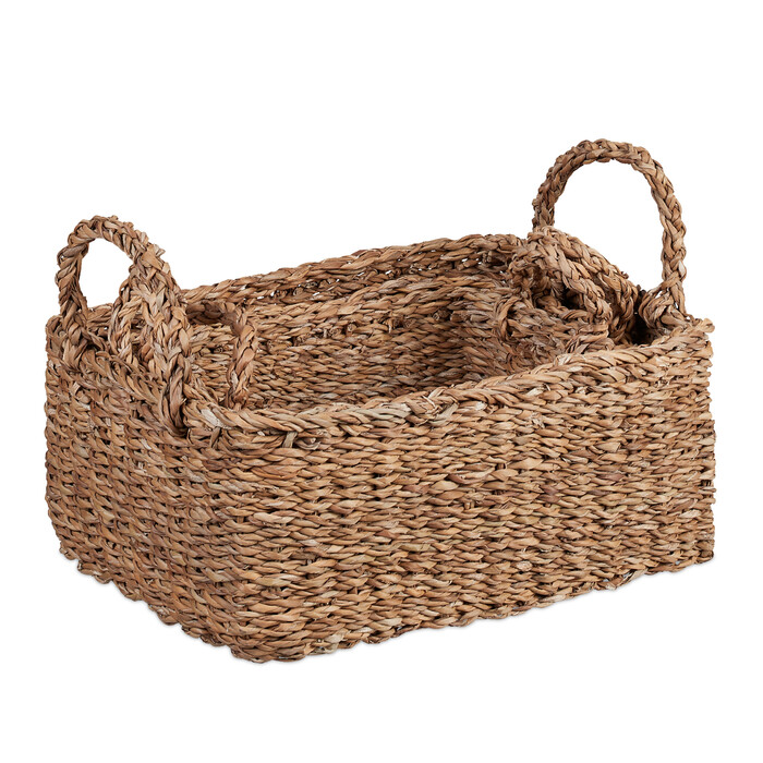 Relaxdays 3-tlg. Aufbewahrungskorb Set aus Seegras