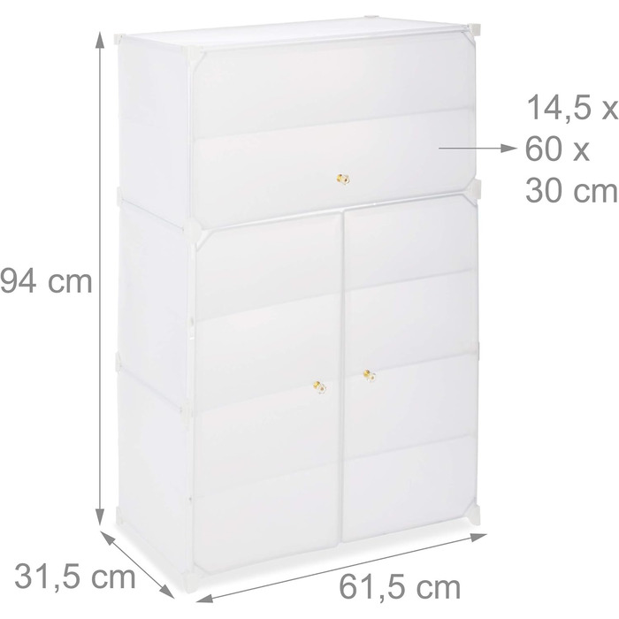 Relaxdays Schuhschrank, XL Steckregal, 6 Fächer, Türen, HBT 94x61,5x31,5 cm