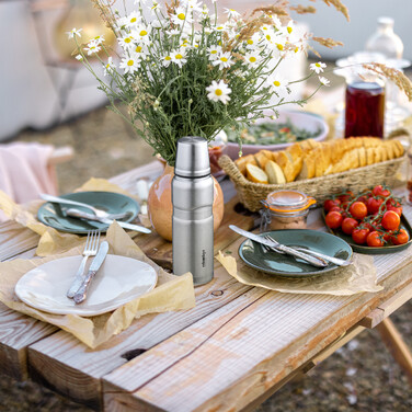 Relaxdays Trinkflasche mit Becher 500 ml