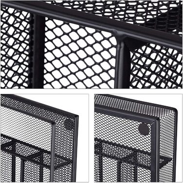 Relaxdays Besteckkasten Metall, offen, Größe M, 5x23,5x31,7 cm, schmal, schwarz