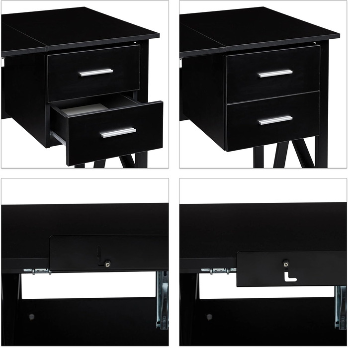 Relaxdays Schreibtisch neigbar, verstellbare Arbeitsfläche, Laptoptisch oder Zeichentisch, HBT 75x110x55cm,  (Schwarz)