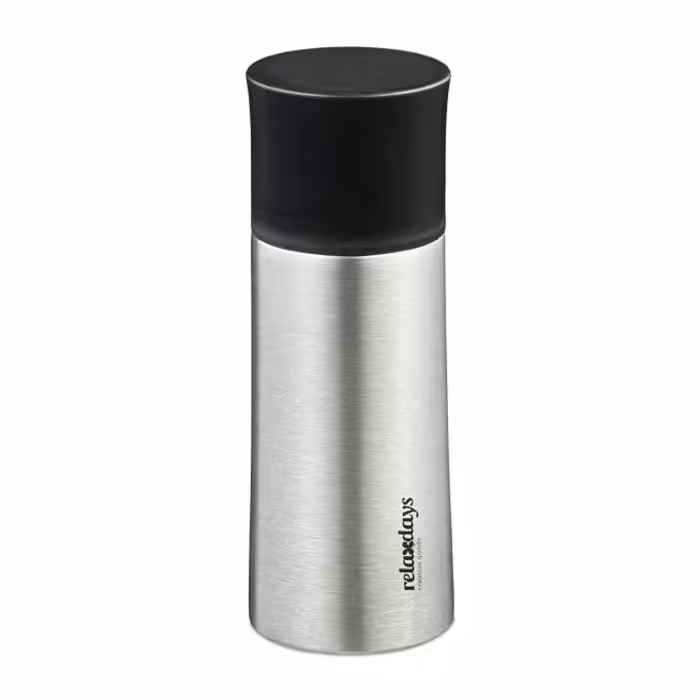 Relaxdays Trinkflasche Edelstahl 300 ml mit Becher