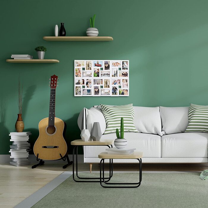 Relaxdays XXL Bilderrahmen Collagen für 24 Bilder in 10 x 15, Hoch- oder Querformat, Kunststoff, HxB 57 x 86 cm, weiß