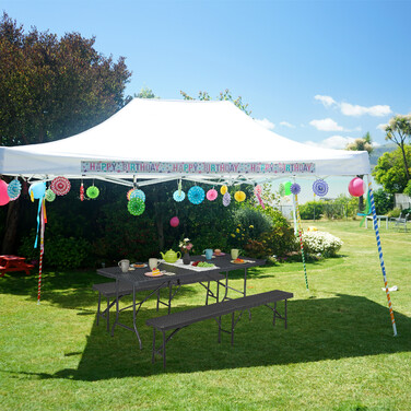 Relaxdays Gartentisch in grauer Rattan-Optik