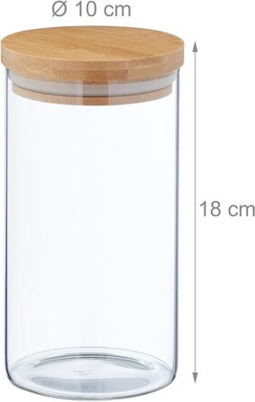 Relaxdays Glasdosen, 3er Set, 1000 ml, luftdicht, transparent/natur