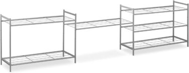 Relaxdays Metall Schuhregal, 3 Ebenen, erweiterbar, Flur Schuhgestell HBT 50 x 70 x 26 cm, 9 Paar Schuhe, offen, (Silber)