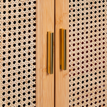Relaxdays Sideboard mit 2 Rattan-Türen