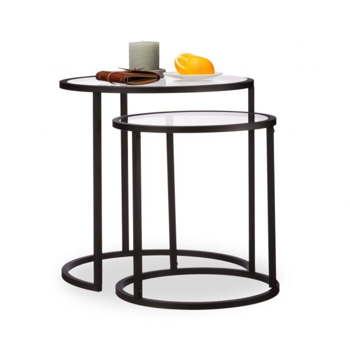 Relaxdays Beistelltische 2er Set Glas