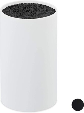 Relaxdays Messerblock Borsten, ohne Messer, 8 Messer, HD 18x11cm, weiß-schwarz (60 Zeichen)