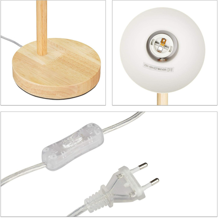 Relaxdays Retro Schreibtischlampe, verstellbar, Holz & Metall, E14, 45,5x14,5 cm, mintgrün