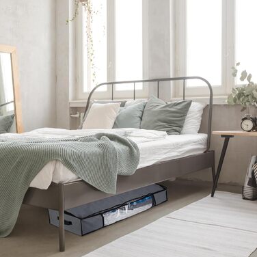 Relaxdays Unterbettkommode Vakuum 2er Set HBT 15x100x45 cm, Kleidung, Bettwäsche, Aufbewahrungstasche Vakuumbeutel, grau