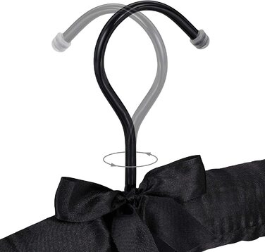 Relaxdays Kleiderbügel Satin,  weich gepolstert, 360° drehbarer Haken, dekorative Schleife, 38 cm breit, (10er Pack, Schwarz)